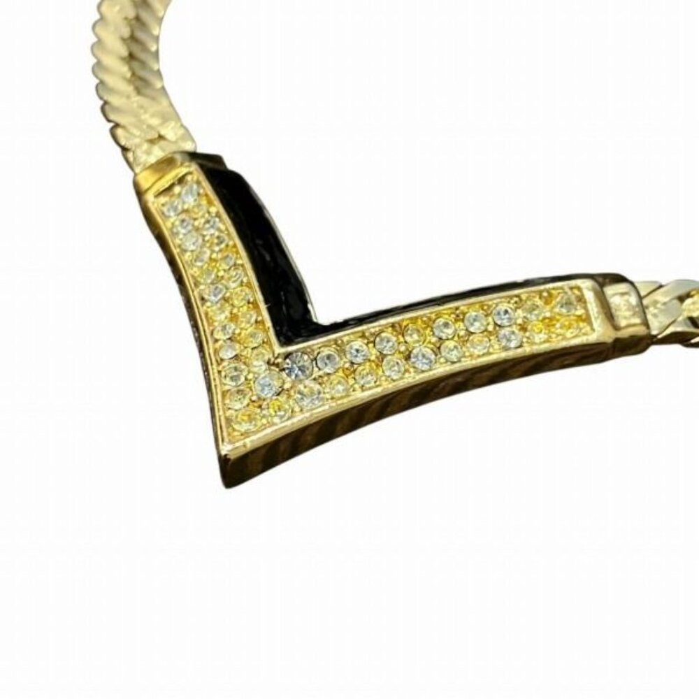 Dior Vintage V-shaped Rhinestone Necklace - Picture 8 of 9